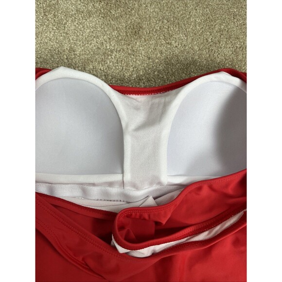 NWT $120 Nicole Miller Studio High Risk Red One Piece Swimsuit Racer Back Size L - Picture 7 of 9